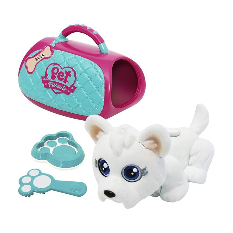 Pet Parade Giochi Preziosi – Cucciolo + Portantina | Giocattolo Interattivo 3+ anni